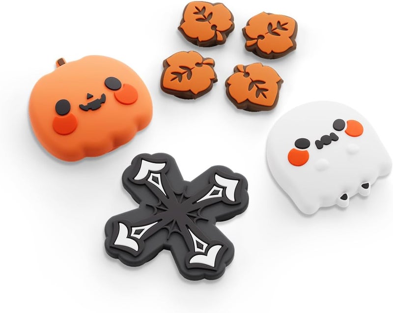 GEEKSHARE D-Pad Button Caps Silicone Thumb Grips Set, ABXY Key Buttons Sticker Spooky Joystick Cover Caps Compatible with Switch 2, Pumpkins and Ghosts - Image 1